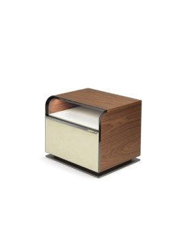 PRINCIPE, Bedside table with 1 drawer and open compartment in American Walnut wood