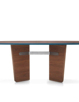 PRINCIPE, Oval table and legs in American Walnut wood
