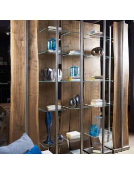 LEONARDO, Modular bookcase in solid walnut or oak