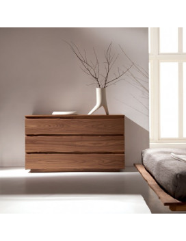 LEONARDO, Chest of drawers in solid walnut with 3 drawers