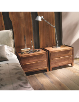 LEONARDO, Bed side table in solid walnut or oak with 2 drawers