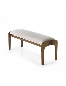 LEONARDO, Upholstered bench in solid walnut