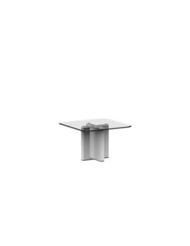PRINCIPE, Square Coffee table in extra-clear bevelled glass with legs available in lacquered versions