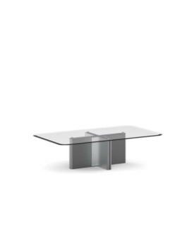 PRINCIPE, Rectangular Coffee table in extra-clear bevelled glass with legs available in lacquered versions