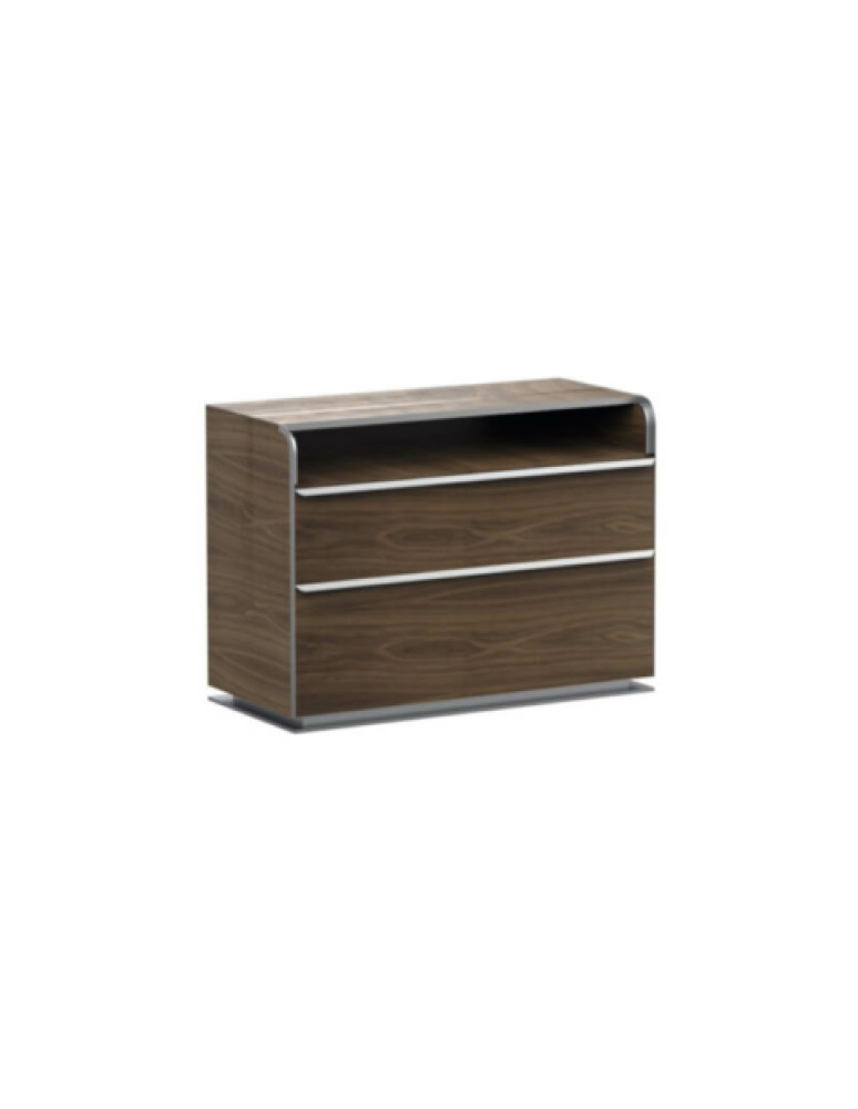 PRINCIPE, Chest with 2 drawers and open compartment, in American Walnut wood
