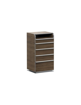 PRINCIPE, Tall chest with 4 drawers and open compartment in American Walnut wood