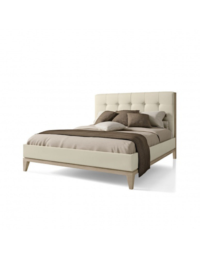 SEGRETI, Upholstered bed with structure in oak