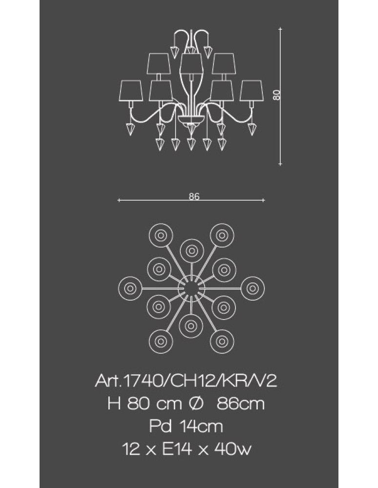 Chandeliers 1740/CH12/KR/V2