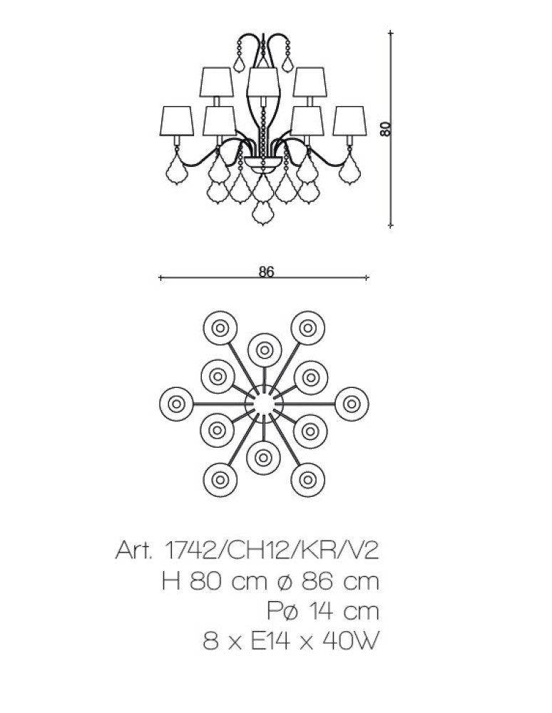 Chandeliers 1742/CH12/KR/V2